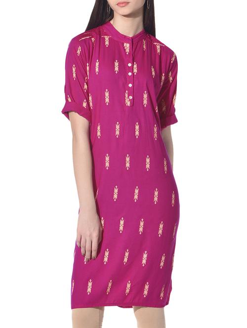 fuchsia rayon kurta - 10327170 - Very Small Image - 1