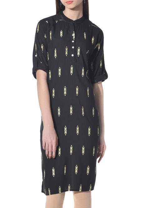 black rayon kurta - 10327171 - Very Small Image - 1