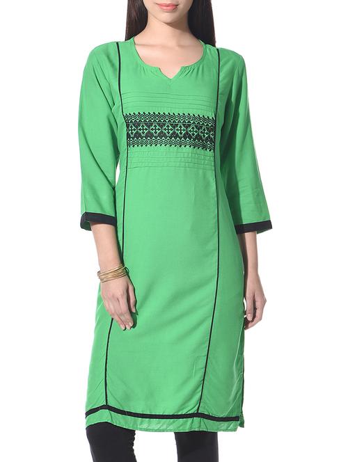 green rayon kurta - 10327178 - Very Small Image - 1
