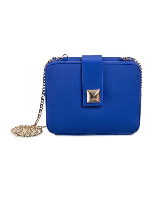 Blue lycra box sling clutch - 10337579 - Very Small Image - 1