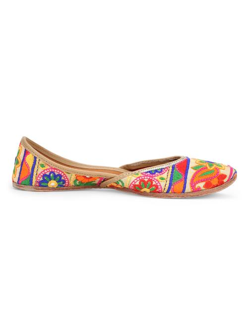 Zeva Multicolored floral and geometrical embroidered leather handcrafted mojaris - 10344705 - Very Small Image - 1