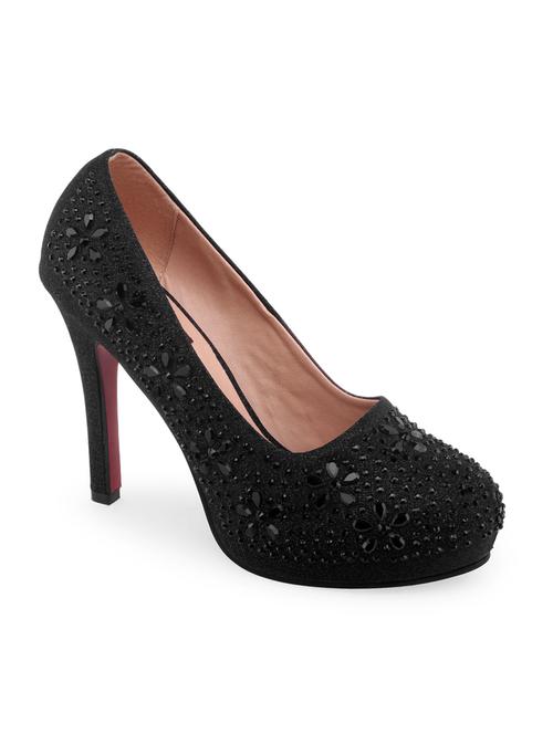 black fabric slip on pumps - 10348012 - Very Small Image - 1
