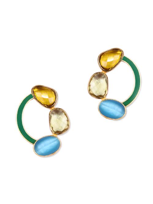 3 stone enamel earring - 1035377 - Very Small Image - 1