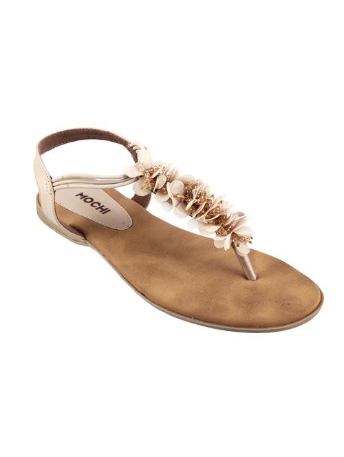 beige leatherette toe separator sandals - 10356640 - Very Small Image - 1