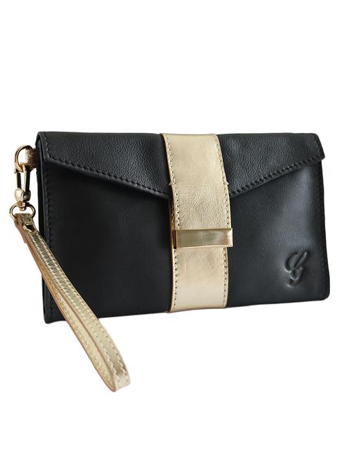 black pure leather envelope clutch - 10358122 - Very Small Image - 1