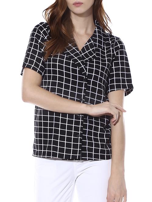 black, white poly crepe shirt - 10358513 - Very Small Image - 1