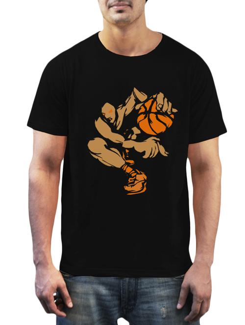 black colored cotton printed t- shirt - 10361872 - Very Small Image - 1