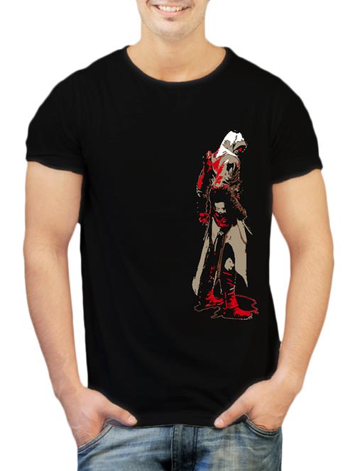 black colored cotton printed t- shirt - 10362029 - Very Small Image - 1