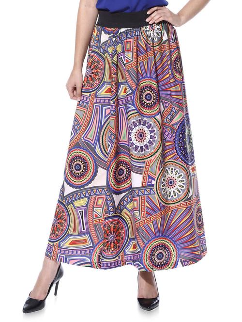 multi colored crepe skater skirts - 10362633 - Very Small Image - 1