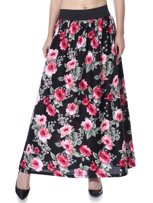 pink & black crepe skater skirts - 10362634 - Very Small Image - 1