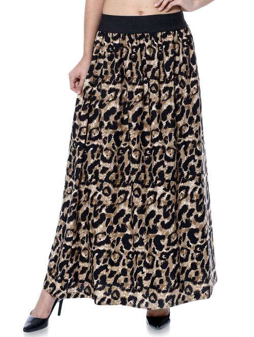 brown, black crepe skater skirts - 10362635 - Very Small Image - 1