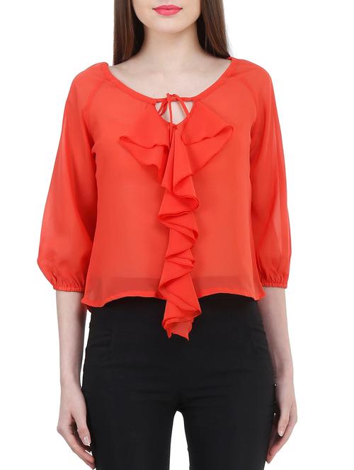 orange georgette top - 10364677 - Very Small Image - 1