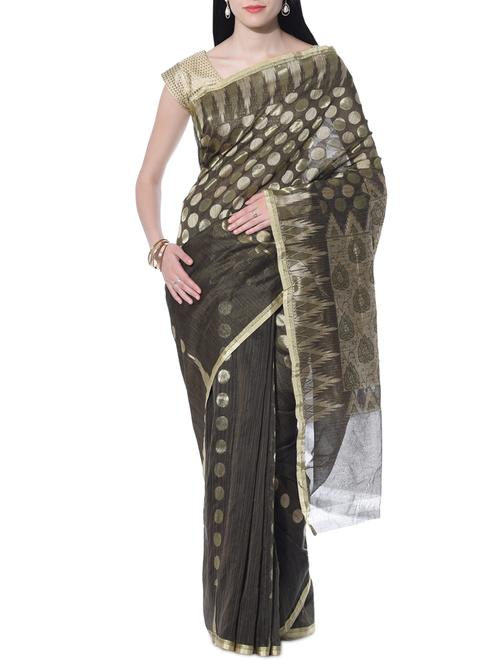 Xclusive Chhabra by Puneet Olive Green Silk Brocade Sari - 10366314 - Very Small Image - 1
