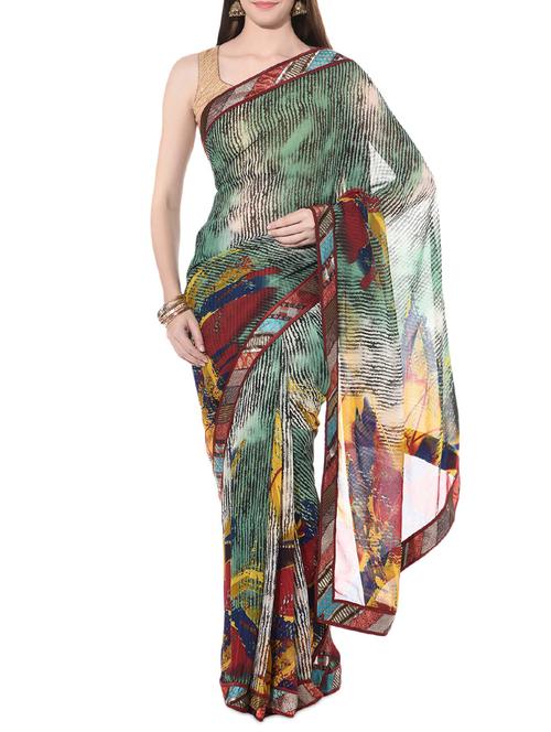 Xclusive Chhabra by Puneet multicolored abstract print georgette saree - 10366402 - Very Small Image - 1
