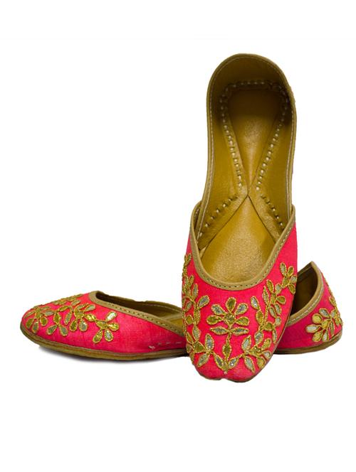coral haze pink embellished silk handcrafted jutis - 10366983 - Very Small Image - 1