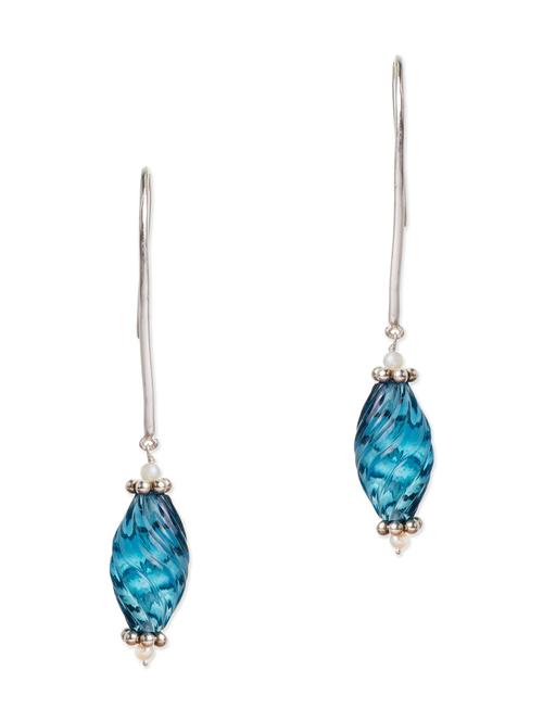 mohh india 92.5 silver long earrings with blue drop - 10374548 - Very Small Image - 1