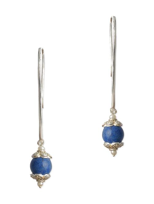 mohh india 92.5 silver long earrings with blue drop - 10374553 - Very Small Image - 1