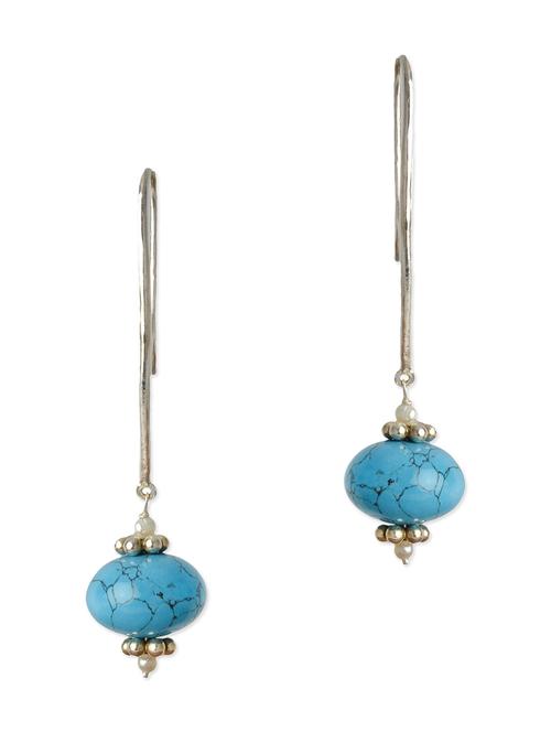 mohh india 92.5 silver long earrings with turquoise drop - 10374561 - Very Small Image - 1