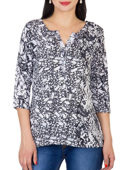 black & white poly georgette top - 10380967 - Very Small Image - 1