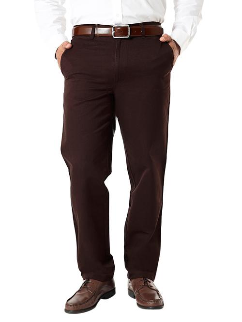brown colored, cotton casual trouser - 10381123 - Very Small Image - 1