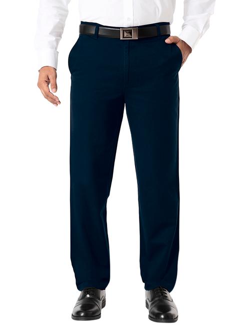 navy blue colored, cotton casual trouser - 10381139 - Very Small Image - 1
