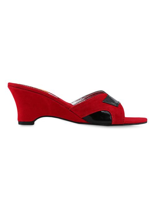 red and black leatherette wedges - 1038360 - Very Small Image - 1