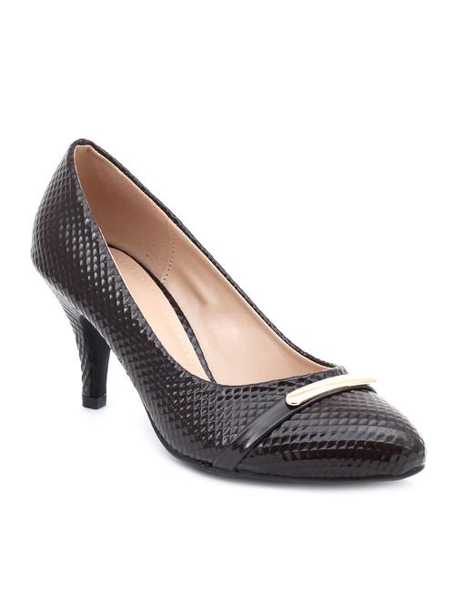 brown leatherette slip on pumps - 10387392 - Very Small Image - 1