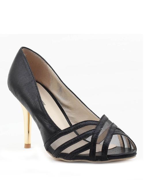 black leatherette slip on sandals - 10387409 - Very Small Image - 1