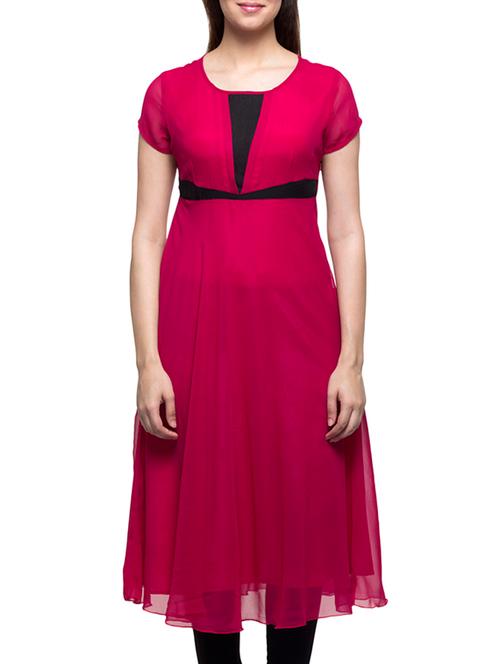 pink georgette aline kurta - 10388743 - Very Small Image - 1