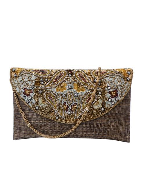 dark gold jute clutch - 10394754 - Very Small Image - 1