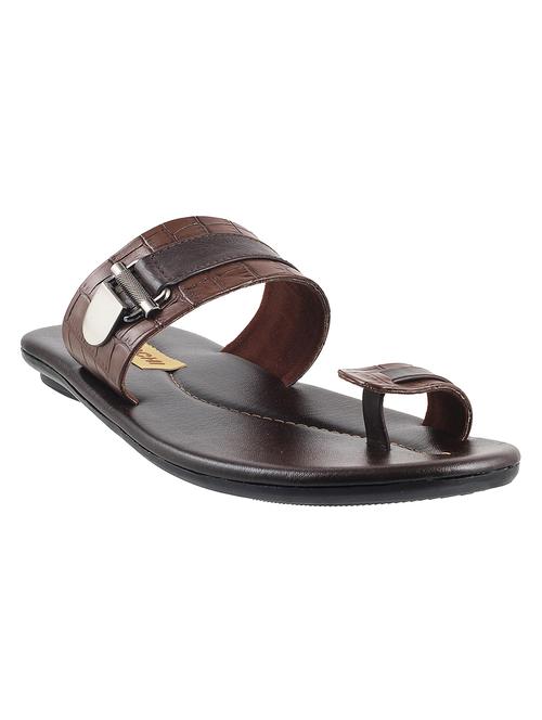 brown leatherette slippers, flip flops & sliders - 10403777 - Very Small Image - 1