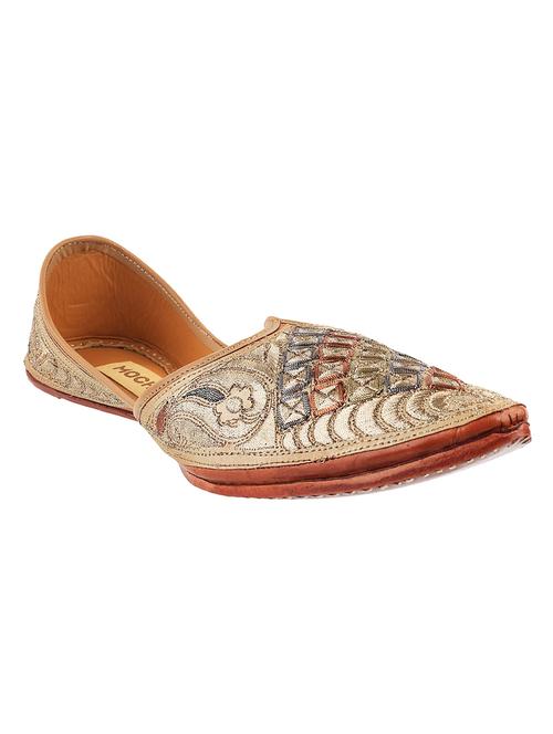 beige leather slip on jutis & mojaris - 10403792 - Very Small Image - 1