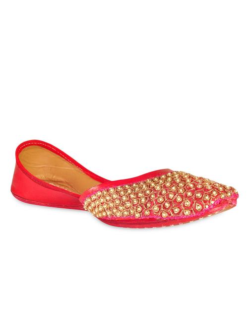 va by vanshika ahuja red hand embroidered pearl mojris - 10406452 - Very Small Image - 1