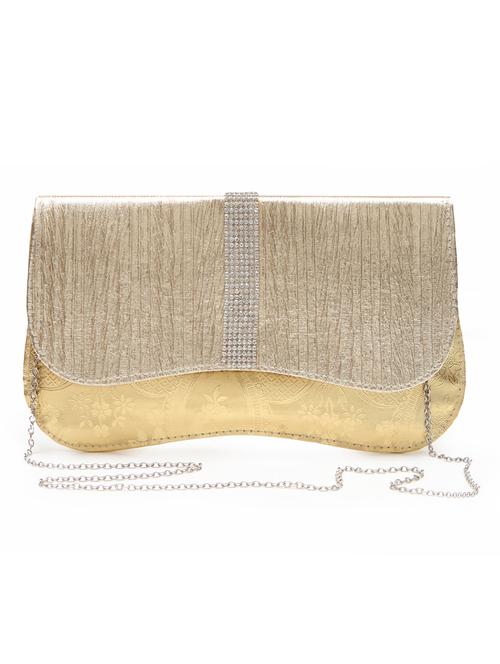 gold, silver silk clutch - 10411607 - Very Small Image - 1