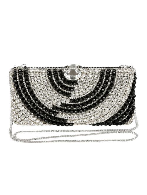 black , silver satin clutch - 10413020 - Very Small Image - 1