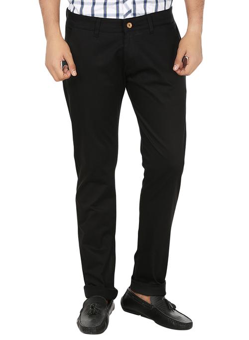 black cotton chinos casual trousers - 10413297 - Very Small Image - 1