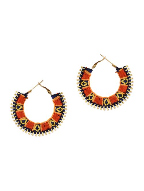 multicoloured embroidered handmade earrings - 10415675 - Very Small Image - 1