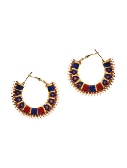 multicoloured embroidered handmade earrings - 10415678 - Very Small Image - 1