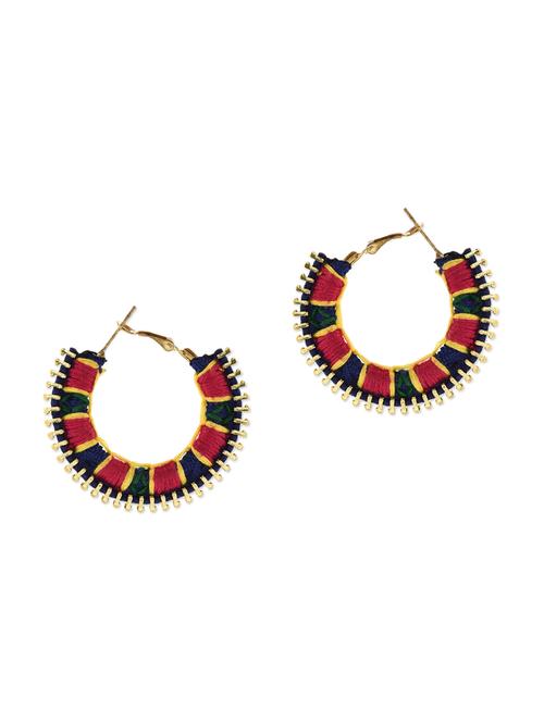 multicoloured embroidered handmade earrings - 10415680 - Very Small Image - 1