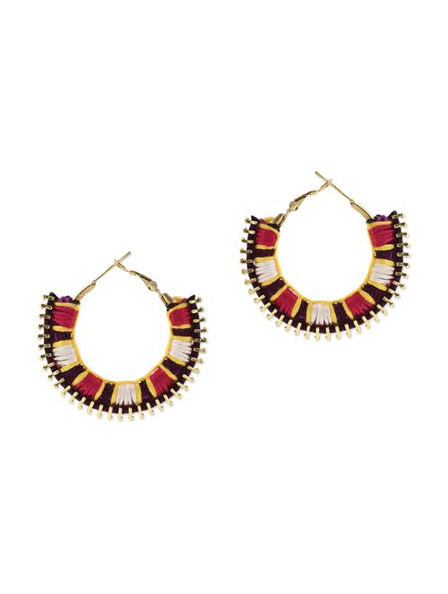 multicoloured embroidered handmade earrings - 10415682 - Very Small Image - 1