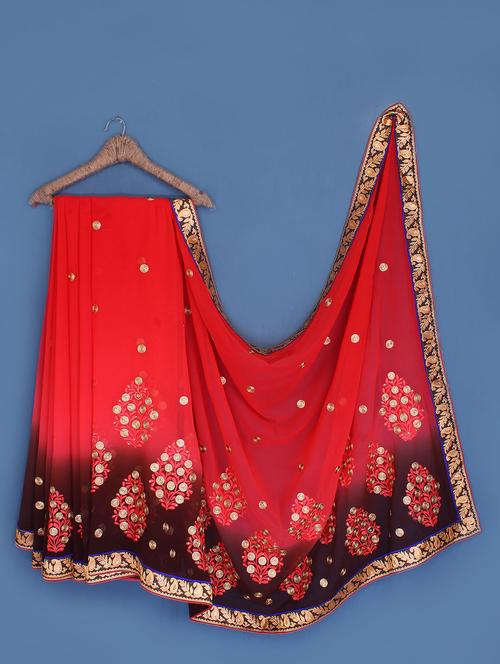 red and brown shaded chiffon saree - 1041894 - Very Small Image - 1
