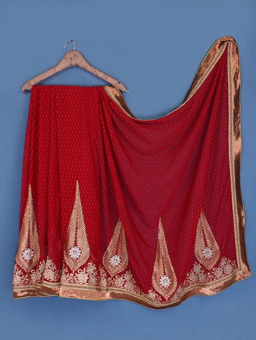 red georgette saree - 1041957 - Very Small Image - 1