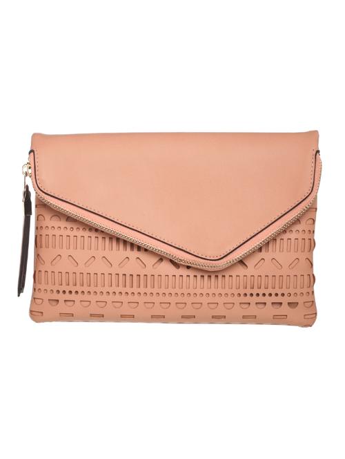 peach pu clutch - 10421349 - Very Small Image - 1