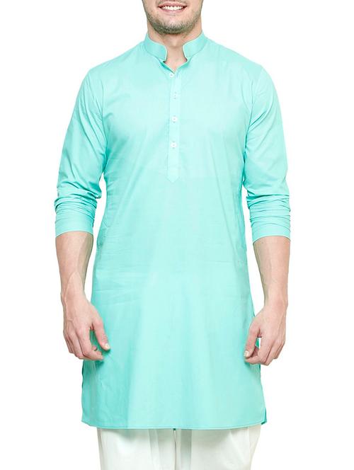 turquoise cotton kurta - 10421737 - Very Small Image - 1