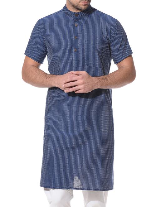 navy cotton kurta - 10427478 - Very Small Image - 1