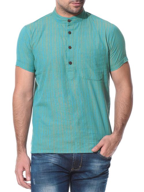 turquoise cotton kurta - 10427488 - Very Small Image - 1