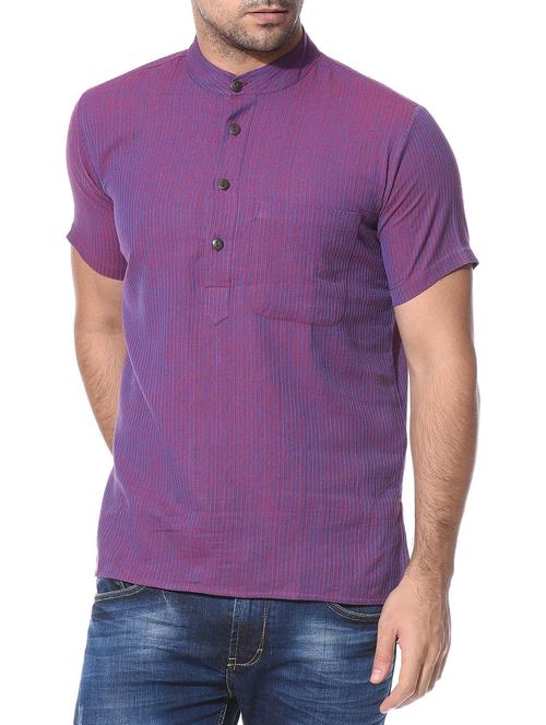 purple cotton short kurta - 10427507 - Very Small Image - 1