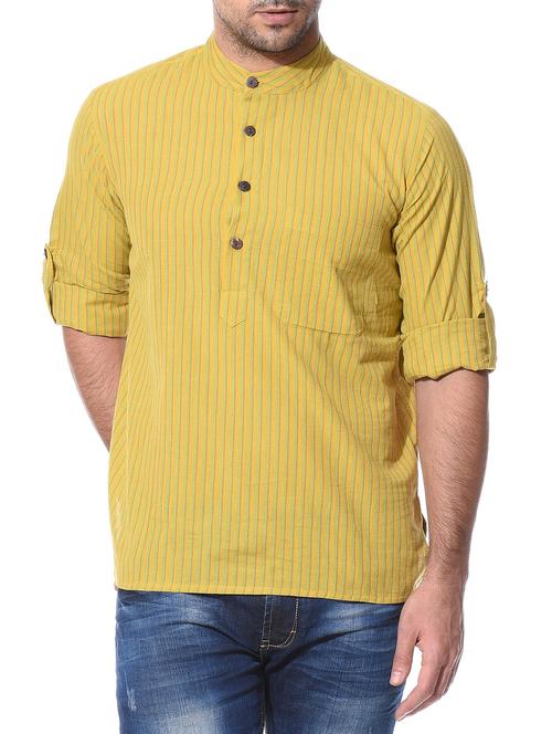 yellow cotton kurta - 10427514 - Very Small Image - 1