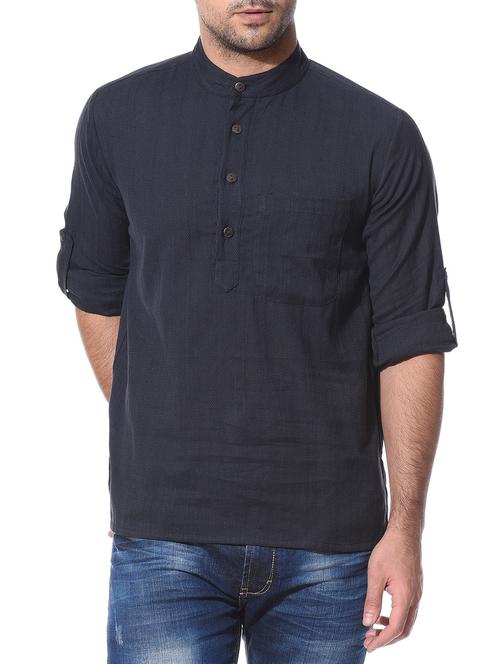 black cotton short kurta - 10427521 - Very Small Image - 1
