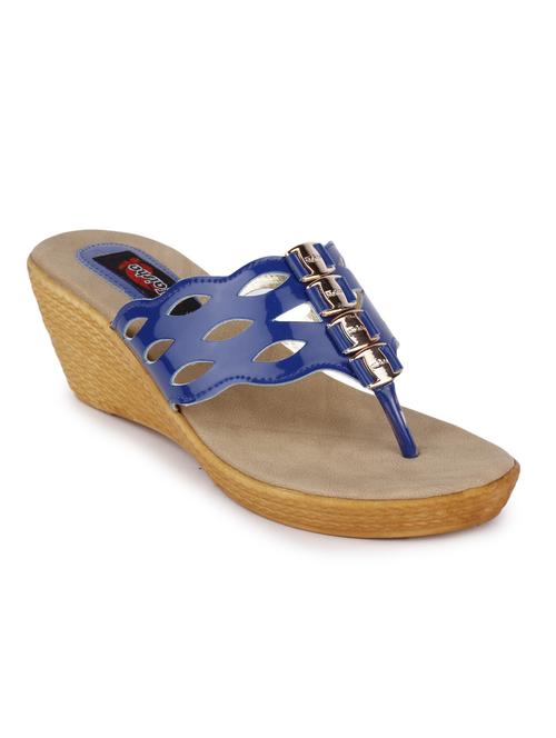 blue leatherette  wedge - 10428345 - Very Small Image - 1